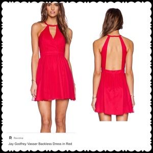 Jay Godfrey Vasser Backless Red Dress